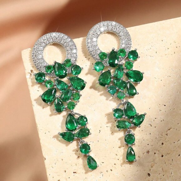 Women's Luxury Bohemian Style Cubic Zirconia Waterdrop Dangle Earrings - Picture 4 of 4